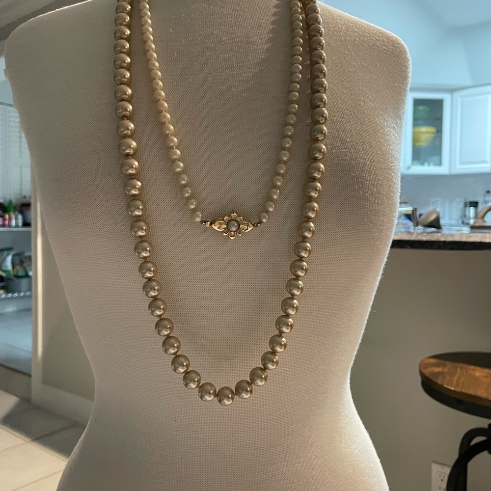Vintage two sets of faux pearls